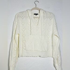 (10)My Michelle Cream Knit Hoodie Womens Sweater Ivory Sz M Layering Casual Wear